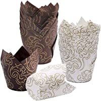 Youery 100Pcs Tazas de Papel de Pastel de Tulipán-Forma de Tulipán a Prueba de Grasa-Capsulas Reposteria-Papel para…